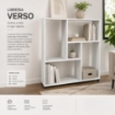 LIBRERIA IN LEGNO BIANCO MODERNA CON CINQUE RIPIANI SFALSATI DIMENSIONI  80X24X82,5 CM