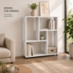 LIBRERIA IN LEGNO BIANCO MODERNA CON CINQUE RIPIANI SFALSATI DIMENSIONI  80X24X82,5 CM