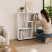 LIBRERIA IN LEGNO BIANCO MODERNA CON CINQUE RIPIANI SFALSATI DIMENSIONI  80X24X82,5 CM