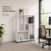 LIBRERIA IN LEGNO BIANCO MODERNA CON CINQUE RIPIANI SFALSATI DIMENSIONI  80X24X82,5 CM