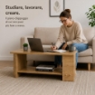 TAVOLO DA CAFFÈ RETTANGOLARE CON RIPIANO E 4 SUPPORTI COLORE ROVERE DIMENSIONI 89X48X42 CM