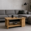 TAVOLO DA CAFFÈ RETTANGOLARE CON RIPIANO E 4 SUPPORTI COLORE ROVERE DIMENSIONI 89X48X42 CM