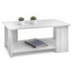 TAVOLO DA CAFFÈ IN LEGNO BIANCO CON RIPIANO E 4 SUPPORTI DIMENSIONI 89X48X42CM