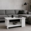 TAVOLO DA CAFFÈ IN LEGNO BIANCO CON RIPIANO E 4 SUPPORTI DIMENSIONI 89X48X42CM