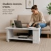 TAVOLO DA CAFFÈ IN LEGNO BIANCO CON RIPIANO E 4 SUPPORTI DIMENSIONI 89X48X42CM
