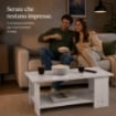 TAVOLO DA CAFFÈ IN LEGNO BIANCO CON RIPIANO E 4 SUPPORTI DIMENSIONI 89X48X42CM