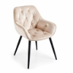 POLTRONA IN VELLUTO BEIGE CON PIEDI IN METALLO NERO MISURE: 59X65X85/44CM