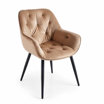POLTRONA IN VELLUTO MARRONE CON PIEDI IN METALLO NERO DIMENSIONI 59X65X85