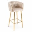 SGABELLO IN VELLUTO BEIGE CON STRUTTURA E PIEDI IN METALLO COLOR ORO MISURE:44X47X98 CM