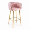 SGABELLO IN VELLUTO ROSA CON STRUTTURA E PIEDI IN METALLO COLOR ORO MISURE:44X47X98 CM