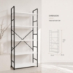 LIBRERIA STILE INDUSTRIAL A 5 RIPIANI IN LEGNO E METALLO DIMENSIONI 59X24X144CM - COLORE BIANCO LEGNO