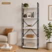 LIBRERIA STILE INDUSTRIAL A 5 RIPIANI IN LEGNO E METALLO DIMENSIONI 59X24X144CM - COLORE BIANCO LEGNO
