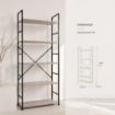 LIBRERIA STILE INDUSTRIAL A 5 RIPIANI IN LEGNO E METALLO DIMENSIONI 59X24X144CM - COLORE ROVERE