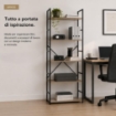 LIBRERIA STILE INDUSTRIAL A 5 RIPIANI IN LEGNO E METALLO DIMENSIONI 59X24X144CM - COLORE ROVERE
