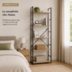 LIBRERIA STILE INDUSTRIAL A 5 RIPIANI IN LEGNO E METALLO DIMENSIONI 59X24X144CM - COLORE ROVERE