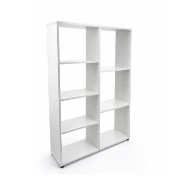 LIBRERIA IN LEGNO BIANCO MODERNA CON 7 RIPIANI SFALSATI DIMENSIONI 80X24X126 CM
