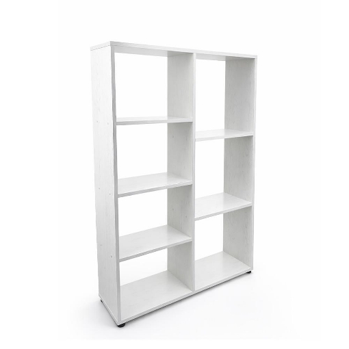 LIBRERIA IN LEGNO BIANCO MODERNA CON 7 RIPIANI SFALSATI DIMENSIONI 80X24X126 CM