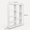LIBRERIA IN LEGNO BIANCO MODERNA CON 7 RIPIANI SFALSATI DIMENSIONI 80X24X126 CM