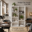 LIBRERIA IN LEGNO BIANCO MODERNA CON 7 RIPIANI SFALSATI DIMENSIONI 80X24X126 CM