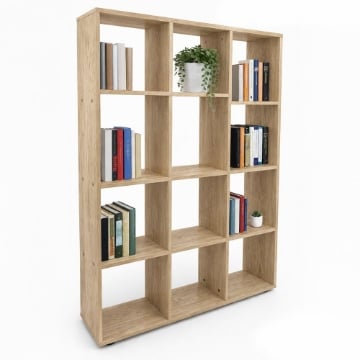 LIBRERIA IN MDF ROVERE CON DODICI RIPIANI MISURE: 90X24X130 CM