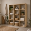LIBRERIA IN MDF ROVERE CON DODICI RIPIANI MISURE: 90X24X130 CM
