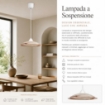 DUNA LAMPADA A SOSPENSIONE IN VETRO CENTRIFUGATO ALABASTRO TABACCO CON PENDE IN PLASTICA DIAMETRO 30X90H CM