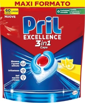 PRIL CAPS PER LAVASTOVIGLIE EXCELLANCE 3 IN 1 - 60PZ FRAGRANZA LIMONE