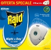 RAID NIGHT & DAY INSETTICIDA ELETTRICO 2 RICARICHE ZANZARE 120 ORE