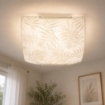 PLAFONIERA 1XE27 VANESSA1 X E27 GANCI CROMATI PIASTRA IN VETRO BIANCO DECORATO CON FOGLIE 30X30 CM 