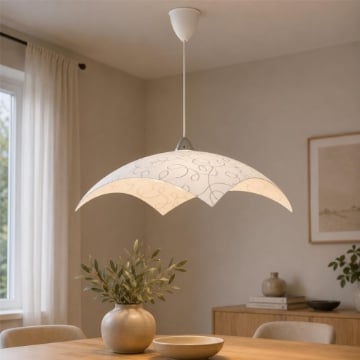LAMPADA A SOSPENSIONE MARILENA 50X50 1XE27 MONTATURA CROMO-BIANCO VETRO LASTRA BIANCO Ø50-H21-L100 CM OKX
