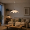 LAMPADA A SOSPENSIONE MARILENA 50X50 1XE27 MONTATURA CROMO-BIANCO VETRO LASTRA BIANCO Ø50-H21-L100 CM OKX