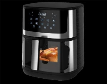 AKAI FRIGGITRICE AD ARIA 7,5 LITRI 1600 W CON DISPLAY DIGITALE TOUCH LED TECNOLOGIA AIR BLAST - CESTELLO E MANIGLIA 80-200 °C 