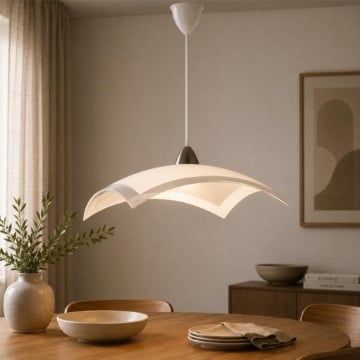 LAMPADA A SOSPENSIONE ELISA 1XE27 MONTATURA CROMO VETRO LASTRA BI+TRASPARENTE Ø40-H.18-L.100 CM