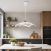 LAMPADA A SOSPENSIONE ELISA 1XE27 MONTATURA CROMO VETRO LASTRA BI+TRASPARENTE Ø40-H.18-L.100 CM