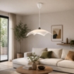 LAMPADA A SOSPENSIONE ELISA 1XE27 MONTATURA CROMO VETRO LASTRA BI+TRASPARENTE Ø40-H.18-L.100 CM