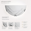 LAMPADA DA PARETE LETIZIA 1XE27 GANCI CROMO PIASTRA IN VETRO DECORATO TAGLI BIANCHI  Ø30-HX15-PX10 CM 