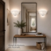 LAMPADA DA PARETE LETIZIA 1XE27 GANCI CROMO PIASTRA IN VETRO DECORATO TAGLI BIANCHI  Ø30-HX15-PX10 CM 