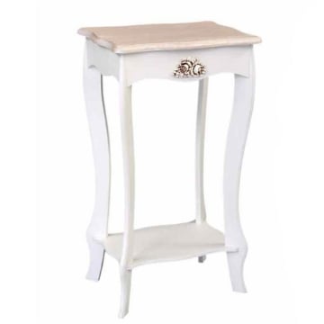 COMODINO CHARM CON RIPIANO CREMA 40 X30X70CM IN VOLORE BIANCO