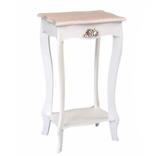 COMODINO CHARM CON RIPIANO CREMA 40 X30X70CM IN VOLORE BIANCO