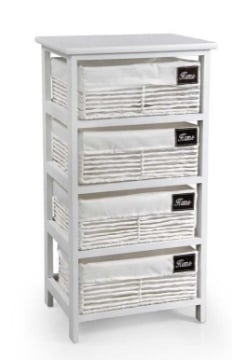 HOME CASSETTIERA CON 4 CESTE 40X29X73 CM IN COLORE BIANCO