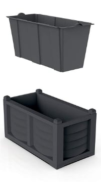 FIORIERA KIT ARREDO CON VASCA INTERNA 80X42,5XH42 RESINA COLORE FERRO BATTUTO