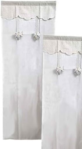 TENDA ARREDO CELINE 2 PEZZI DECORAZIONE CUORI 100% POLIESTERE 60 X 150 CM