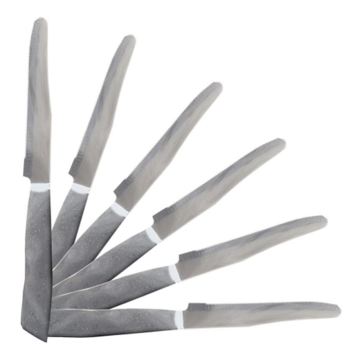 MAURY'S SET DA 6 COLTELLI DA TAVOLA IN ACCIAIO INOX COLORE GRIGIO EFFETTO PIETRA