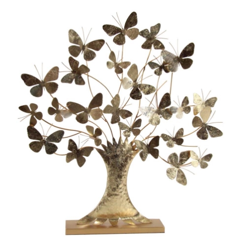 QUADRO AD ALBERO REALIZZATO IN METALLO 69X72X9 CM COLORE ORO 
