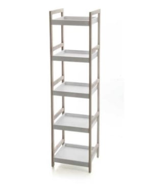 MAURY'S SCAFFALE IN LEGNO BIANCO DA BAGNO CON 5 RIPIANI 33X30X130 CM