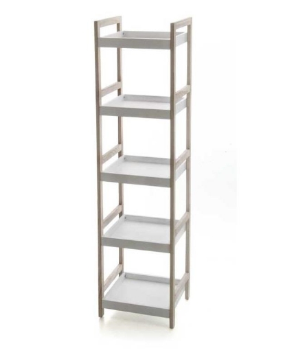 MAURY'S SCAFFALE IN LEGNO BIANCO DA BAGNO CON 5 RIPIANI 33X30X130 CM