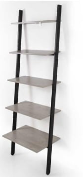 SCAFFALE DA PARETE INCLINATO CON 5 RIPIANI 64X48.5XH180 CM IN COLORE NERO