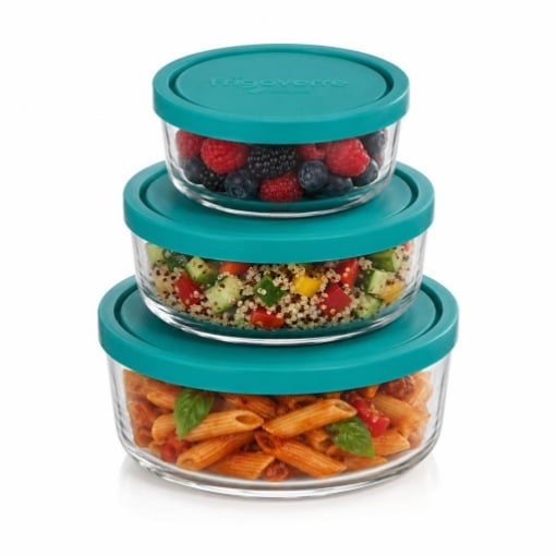 SET 3PZ CONTENITORI ROTONDI FRIGOVERRE  CON COPERCHIO - 12 CM, 15 CM, 18 CM