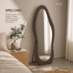 SPECCHIO ONDA IN VELLUTO MARRONE CON PIEDE E GANCI PER APPENDERE MISURE: 60X160 CM