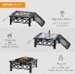 BRACIERE DA GIARDINO CON COPERCHIO PARASCINTILLE IN METALLO 76X76X47 CM NERO